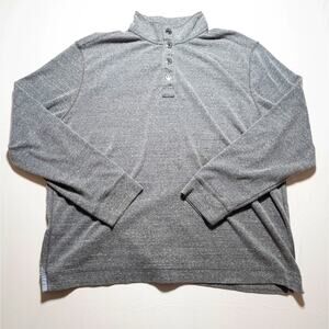 Tommy Bahama Mock Neck Snap Button Pullover Sweater Men XL Gray Waffle Knit